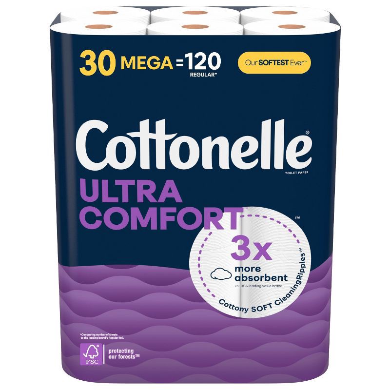 slide 1 of 10, Cottonelle Ultra Comfort Toilet Paper - 30 Mega Rolls, 1 ct