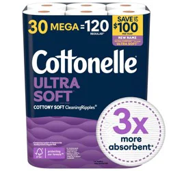 Cottonelle Ultra Soft Toilet Paper - 30 Mega Rolls