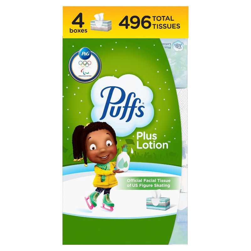 slide 1 of 16, Puffs Plus Lotion Facial Tissue - 4pk/496ct, 4 ct, 496 ct