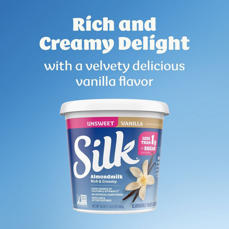 slide 3 of 12, Silk Unsweetened Vanilla Almond Milk Yogurt Alternative - 24oz Tub, 24 oz