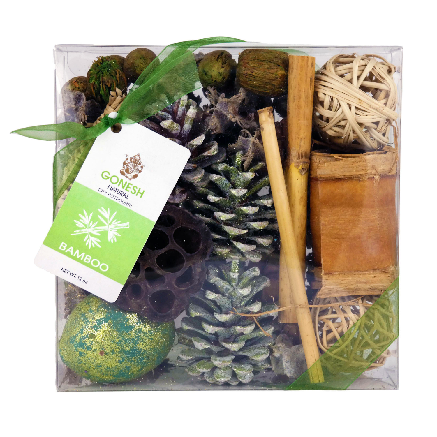 slide 1 of 1, GenieCo Potpourri Acet Box Bamboo, 12 oz