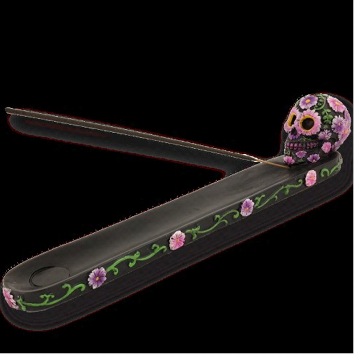 slide 1 of 1, GONESH - Skull Incense Stick Holder - 12" - Single Unit, 12 in