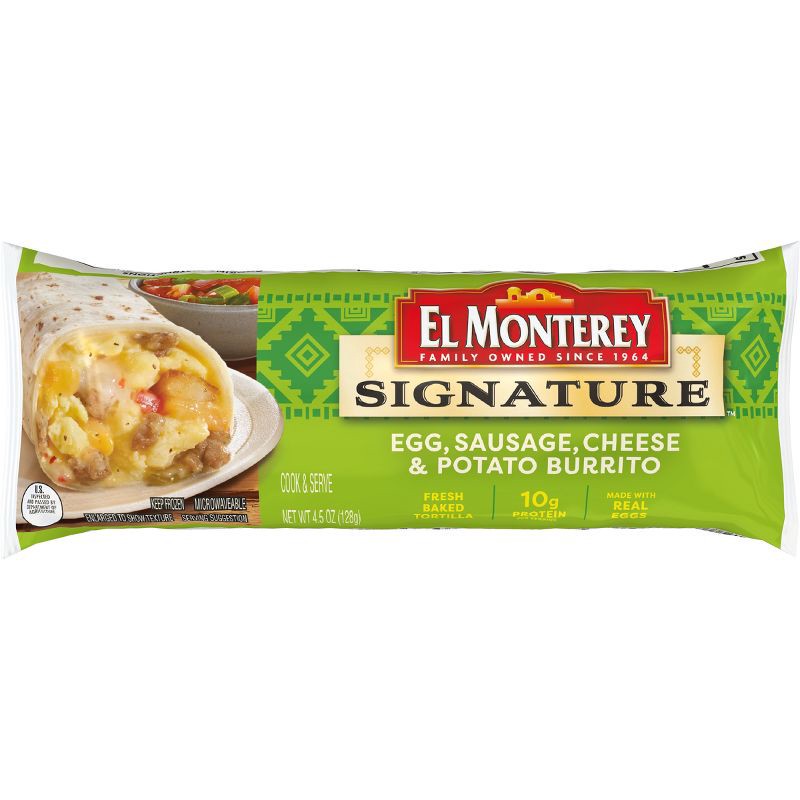 slide 2 of 5, El Monterey Egg Sausage Cheese and Potato Frozen Breakfast Burrito - 4.5oz, 4.5 oz