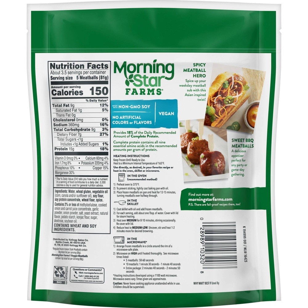 slide 2 of 2, MorningStar Farms Veggie Meatballs - Frozen, 10.3 oz