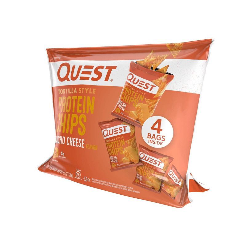 slide 3 of 8, Quest Nutrition Tortilla Style Protein Chips - Nacho - 4pk/1.1oz, 4 ct, 1.1 oz
