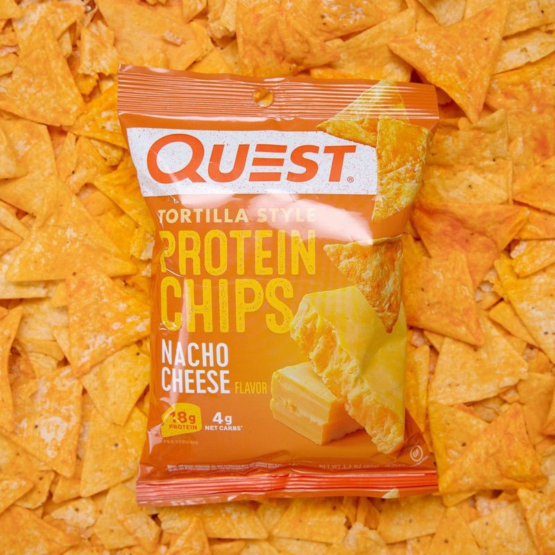 slide 5 of 8, Quest Nutrition Tortilla Style Protein Chips - Nacho - 4pk/1.1oz, 4 ct, 1.1 oz