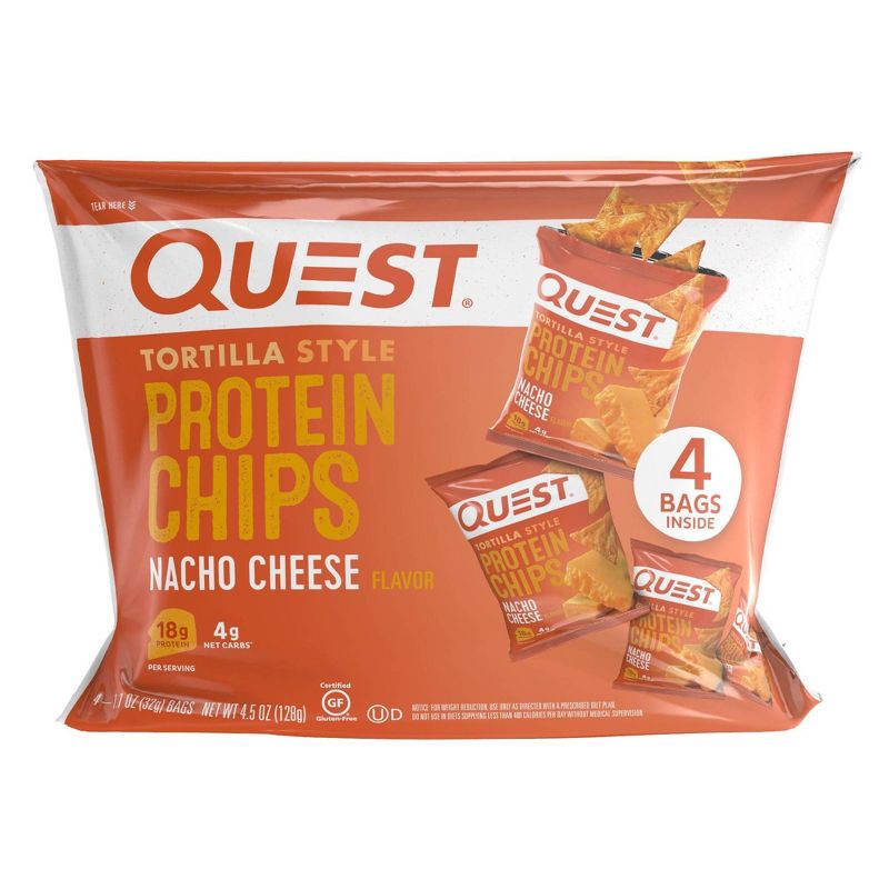 slide 1 of 8, Quest Nutrition Tortilla Style Protein Chips - Nacho - 4pk/1.1oz, 4.5 oz