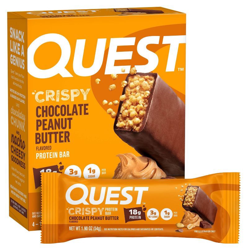 slide 1 of 6, Quest Nutrition 18g Crispy Hero Protein Bar - Chocolate Peanut Butter - 4ct, 18 gram, 4 ct