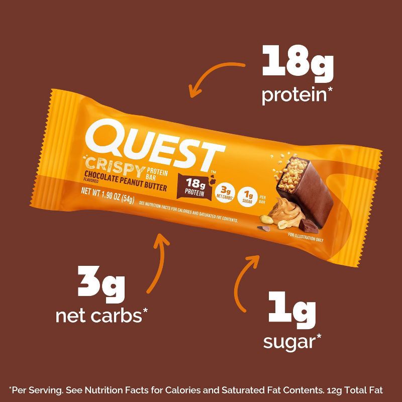 slide 4 of 6, Quest Nutrition 18g Crispy Hero Protein Bar - Chocolate Peanut Butter - 4ct, 18 gram, 4 ct