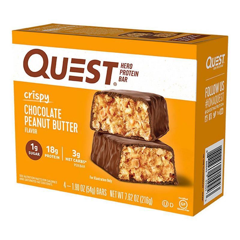 slide 1 of 5, Quest Nutrition 18g Hero Protein Bar - Crispy Chocolate Peanut Butter - 4ct, 18 gram, 4 ct