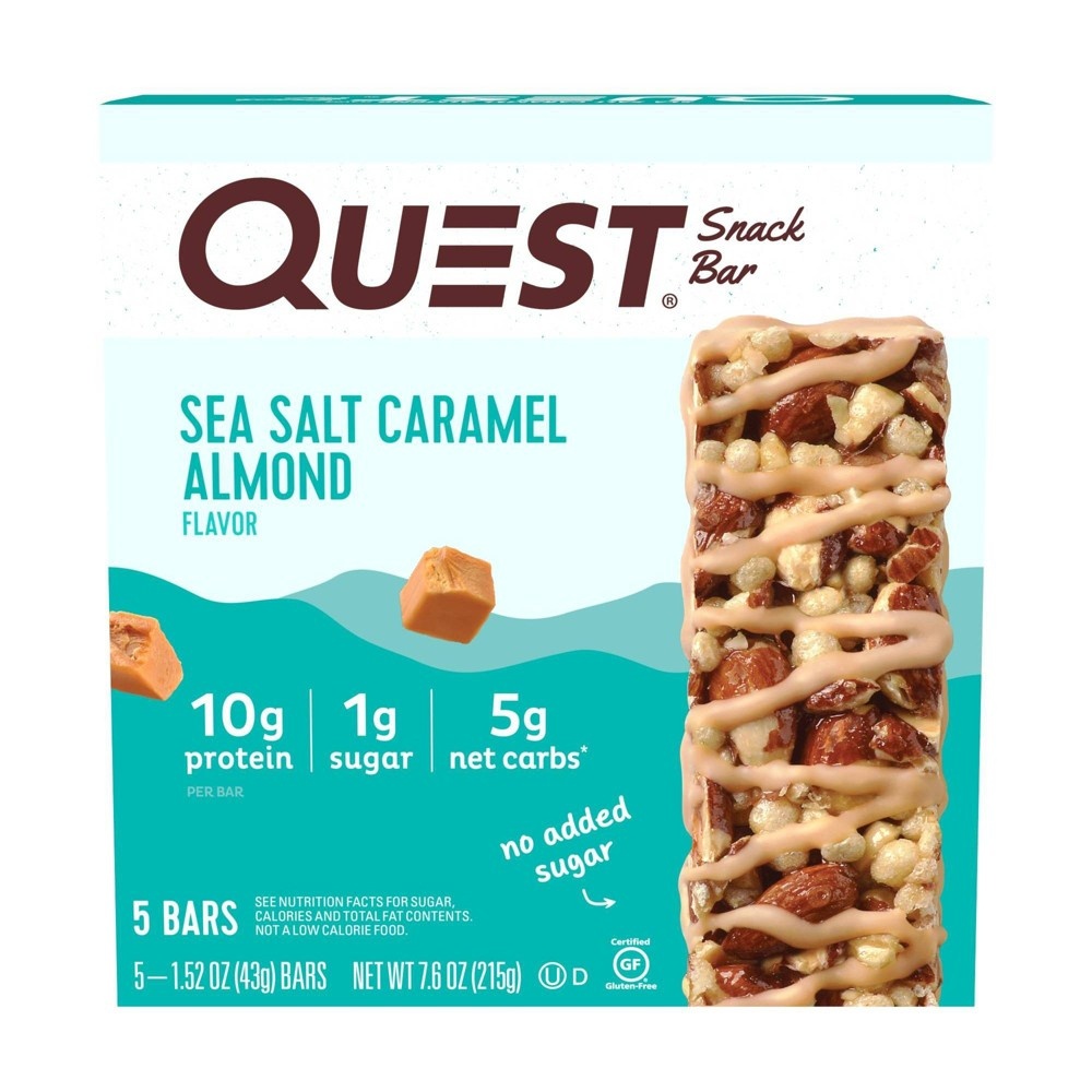 slide 2 of 7, Quest Nutrition Quest Sea Salt Caramel Almond Snack Bar, 5 ct, 7.6 oz