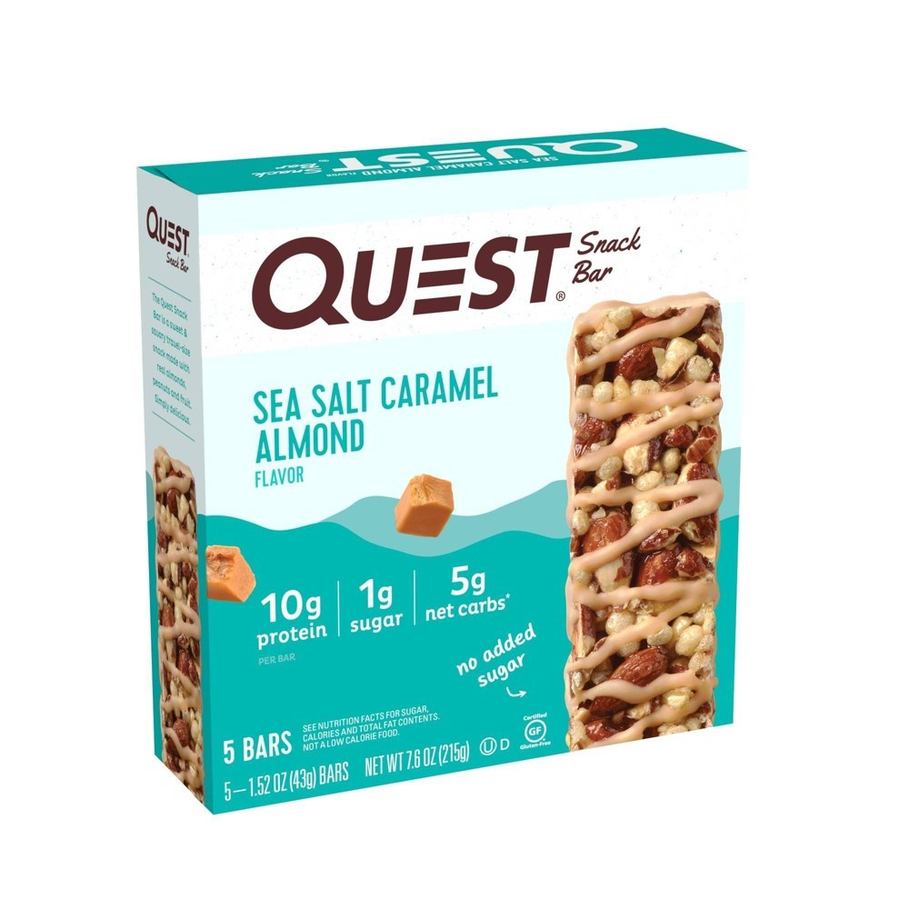 slide 3 of 7, Quest Nutrition Quest Sea Salt Caramel Almond Snack Bar, 5 ct, 7.6 oz