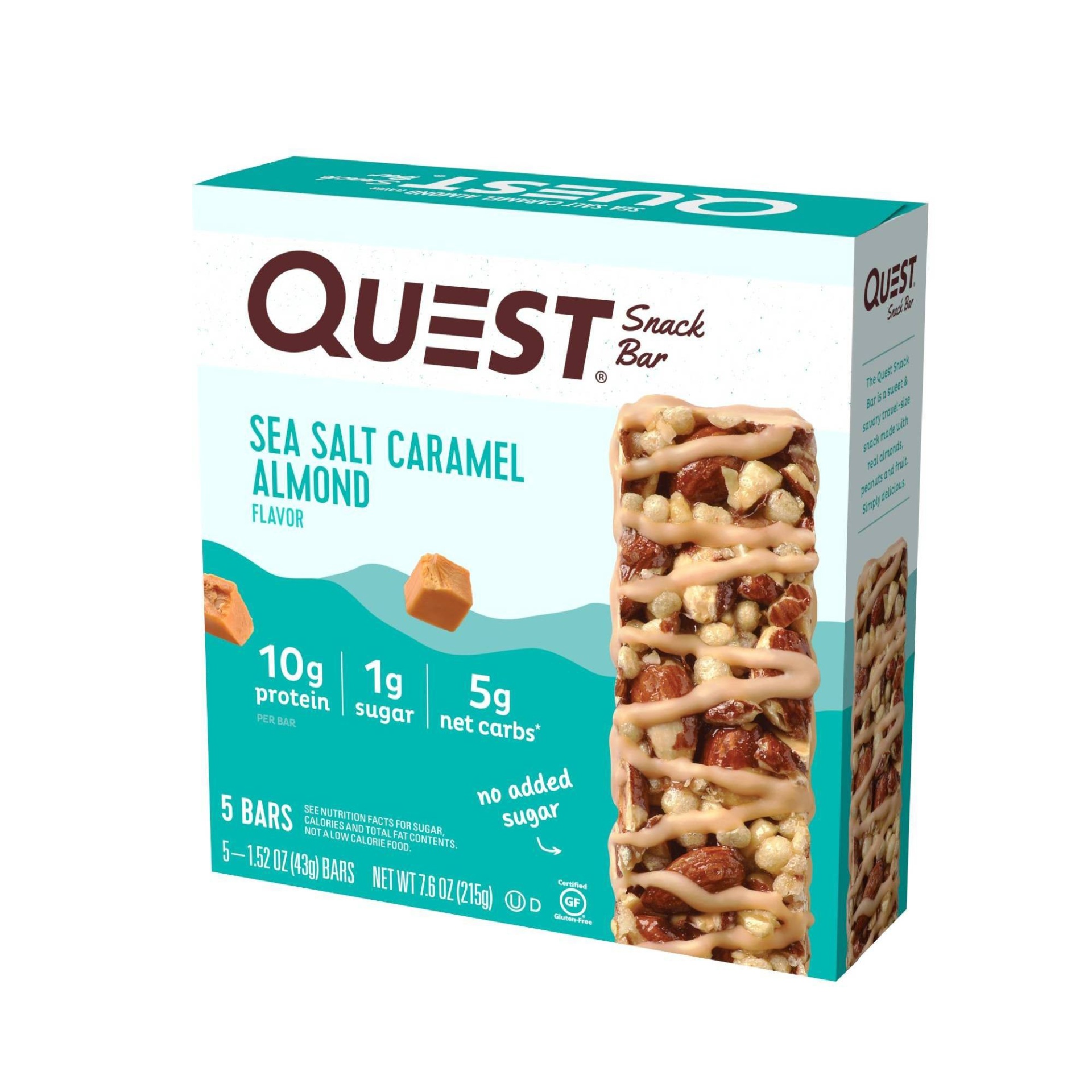 slide 1 of 7, Quest Nutrition Quest Sea Salt Caramel Almond Snack Bar, 5 ct, 7.6 oz