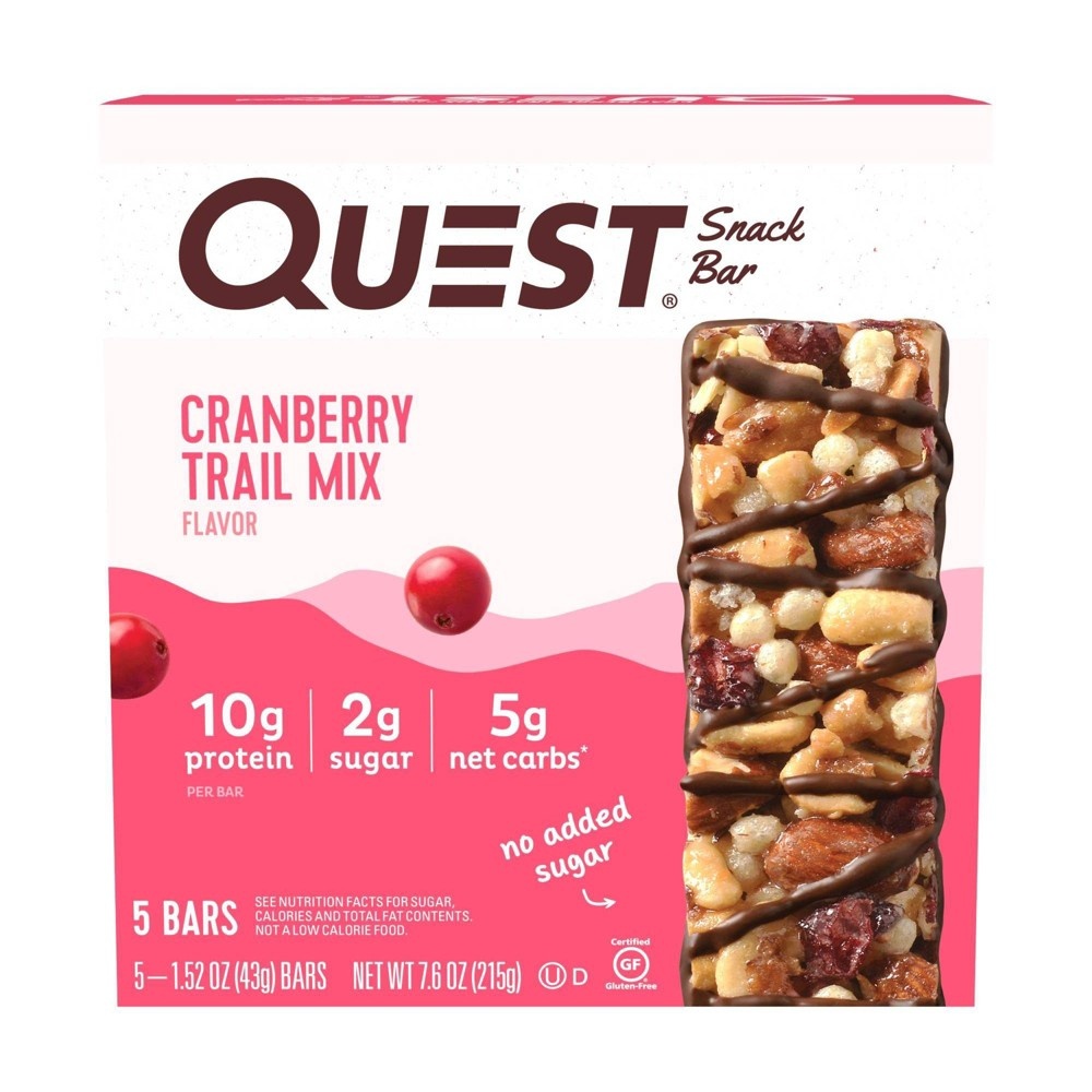 slide 4 of 7, Quest Cranberry Trail Mix Snack Bar, 5 ct; 7.6 oz