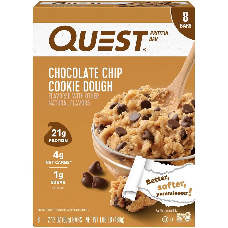 slide 1 of 1, Quest Nutrition 21g Protein Bar - Chocolate Chip Cookie Dough - 8ct, 21 gram, 8 ct