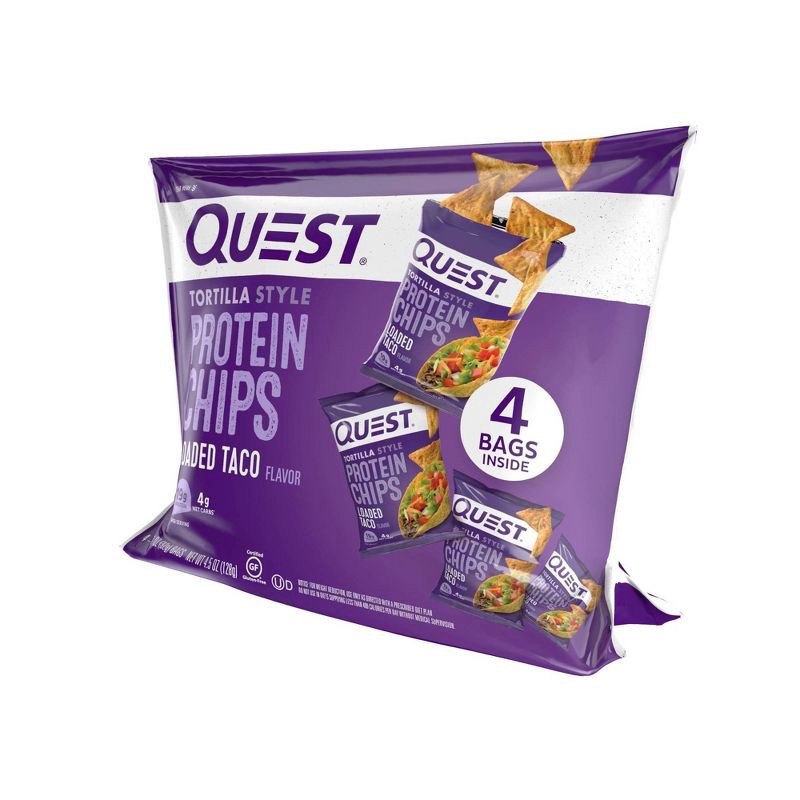 slide 3 of 6, Quest Nutrition Tortilla Style Protein Chips - Loaded Taco - 4pk/1.1oz, 4 ct, 1.1 oz