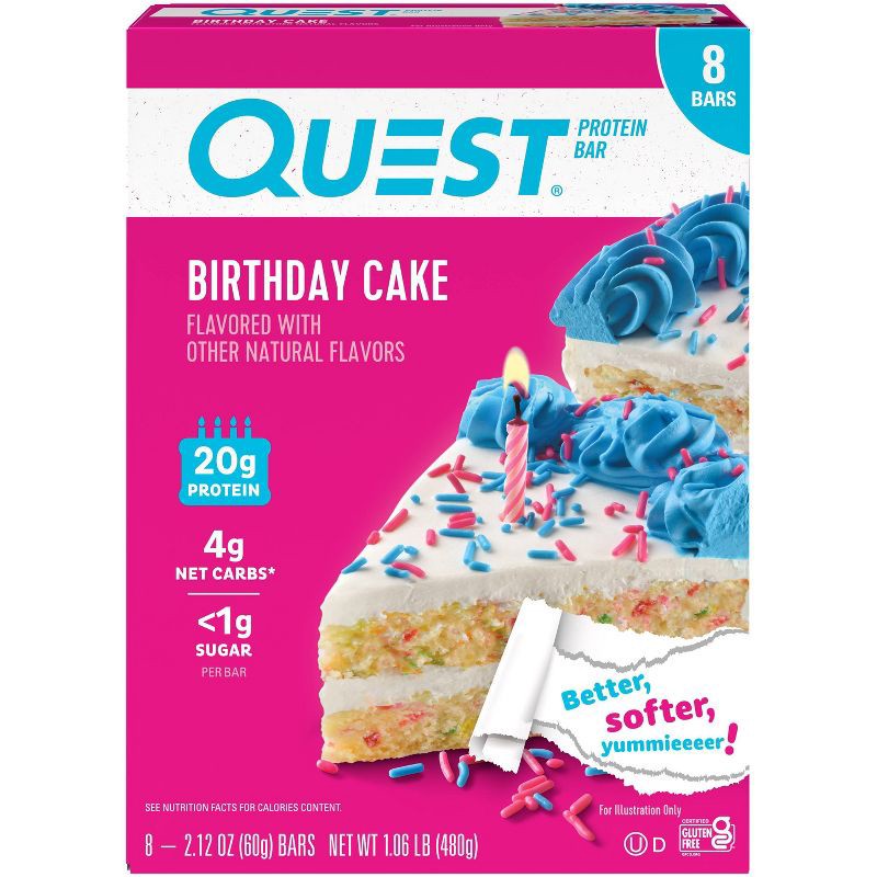 slide 1 of 1, Quest Nutrition Birthday Cake Protein Bar - 8ct/16.96oz Total, 8 ct; 16.96 oz