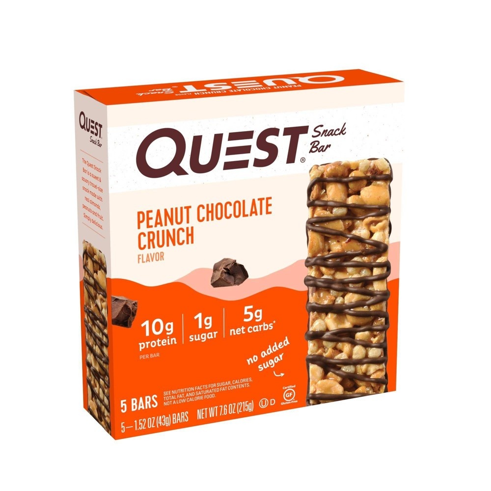 slide 4 of 7, Quest Nutrition Quest Peanut Chocolate Crunch Snack Bar, 5 ct, 7.6 oz
