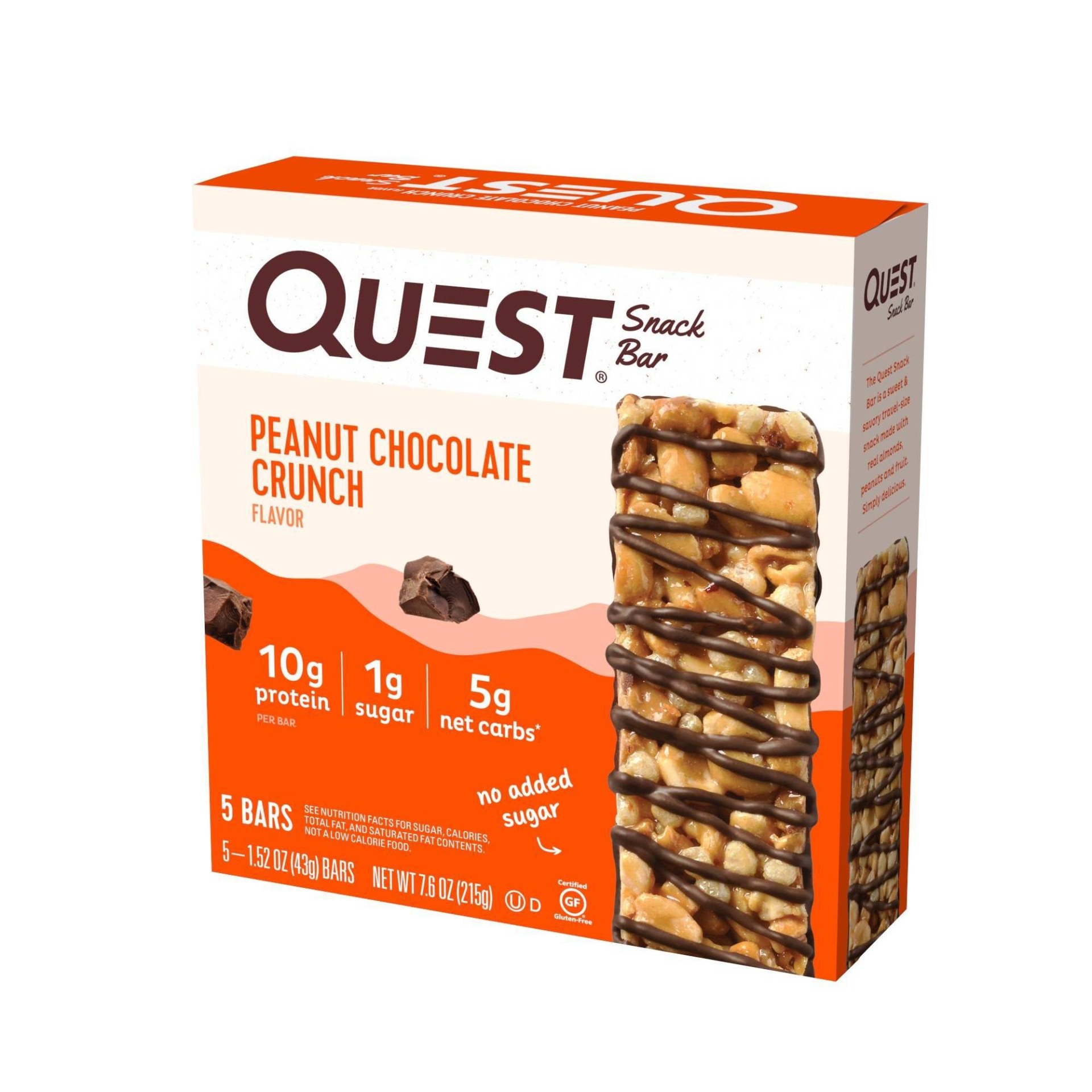 slide 1 of 7, Quest Nutrition Quest Peanut Chocolate Crunch Snack Bar, 5 ct, 7.6 oz