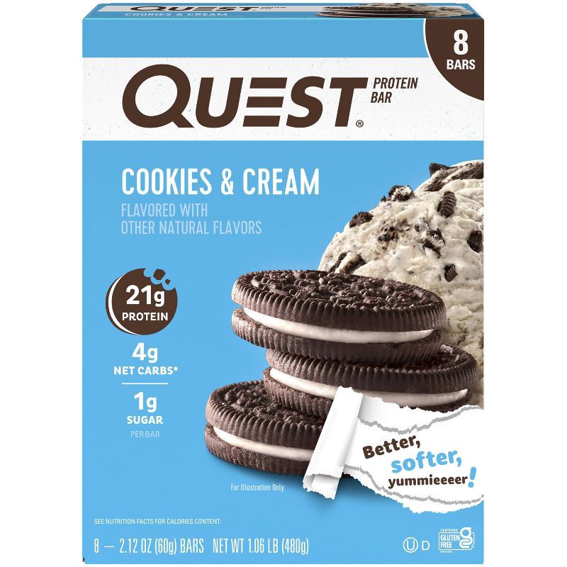 slide 1 of 5, Quest Nutrition Cookies & Cream Protein Bar - 8ct/ 16.96oz Total, 8 ct; 16.96 oz