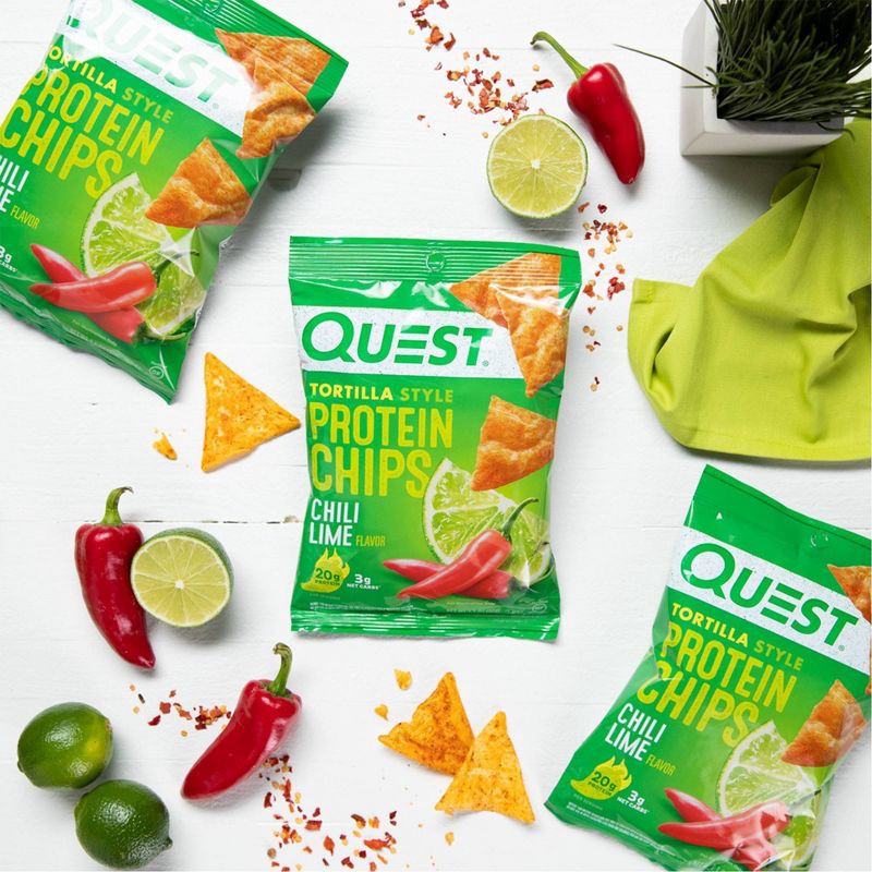 slide 4 of 8, Quest Nutrition Tortilla Style Protein Chips - Chili Lime - 4pk/1.1oz, 4 ct, 1.1 oz