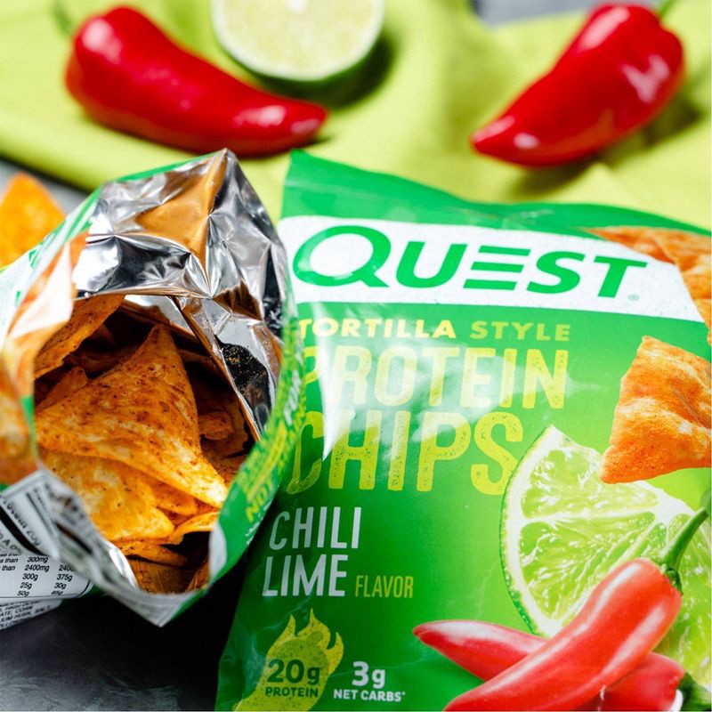 slide 4 of 8, Quest Nutrition Tortilla Style Protein Chips - Chili Lime - 4pk/1.1oz, 4.5 oz