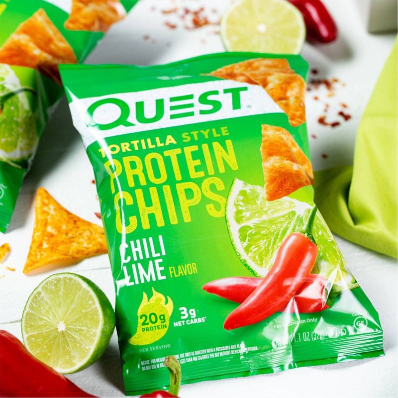 slide 8 of 8, Quest Nutrition Tortilla Style Protein Chips - Chili Lime - 4pk/1.1oz, 4 ct, 1.1 oz