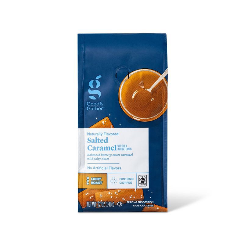 slide 1 of 4, Naturally Flavored Salted Caramel Light Roast Ground Coffee - 12oz - Good & Gather™, 12 oz