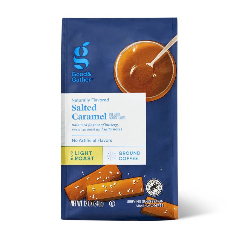 slide 1 of 4, Naturally Flavored Salted Caramel Light Roast Ground Coffee - 12oz - Good & Gather™, 12 oz