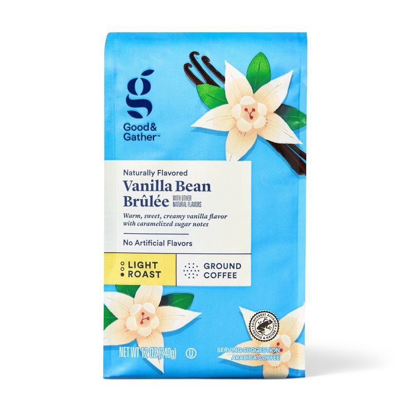 slide 1 of 4, Naturally Flavored Vanilla Bean Brulee Light Roast Ground Coffee - 12oz - Good & Gather™, 12 oz