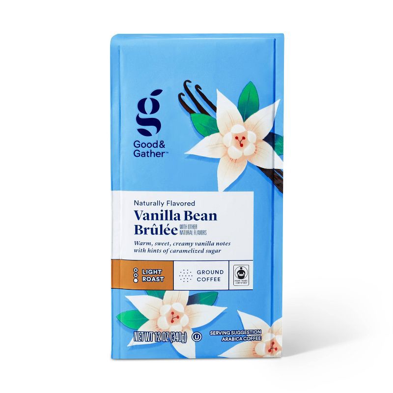 slide 1 of 4, Naturally Flavored Vanilla Bean Brulee Light Roast Ground Coffee - 12oz - Good & Gather™, 12 oz