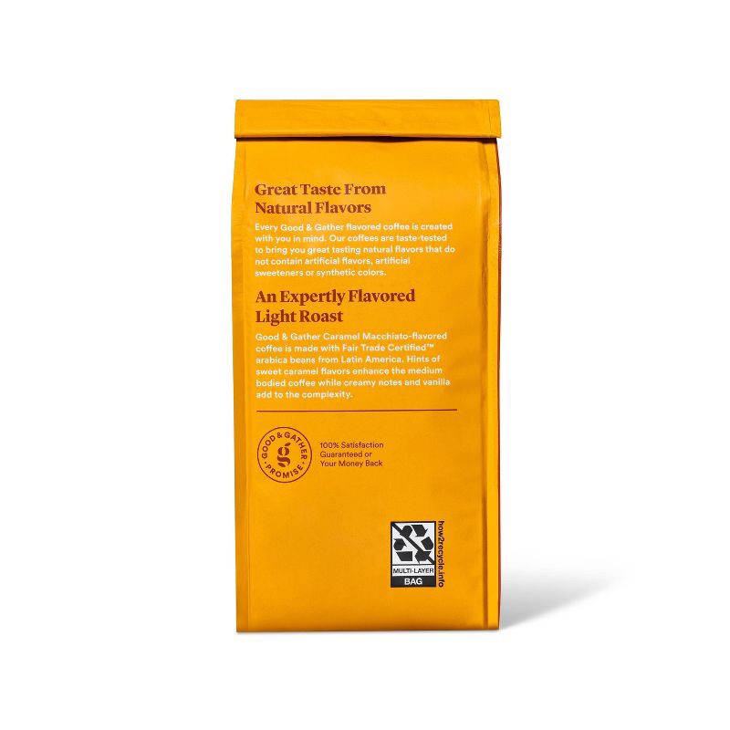 slide 3 of 4, Naturally Flavored Caramel Macchiato Light Roast Ground Coffee - 12oz - Good & Gather™, 12 oz