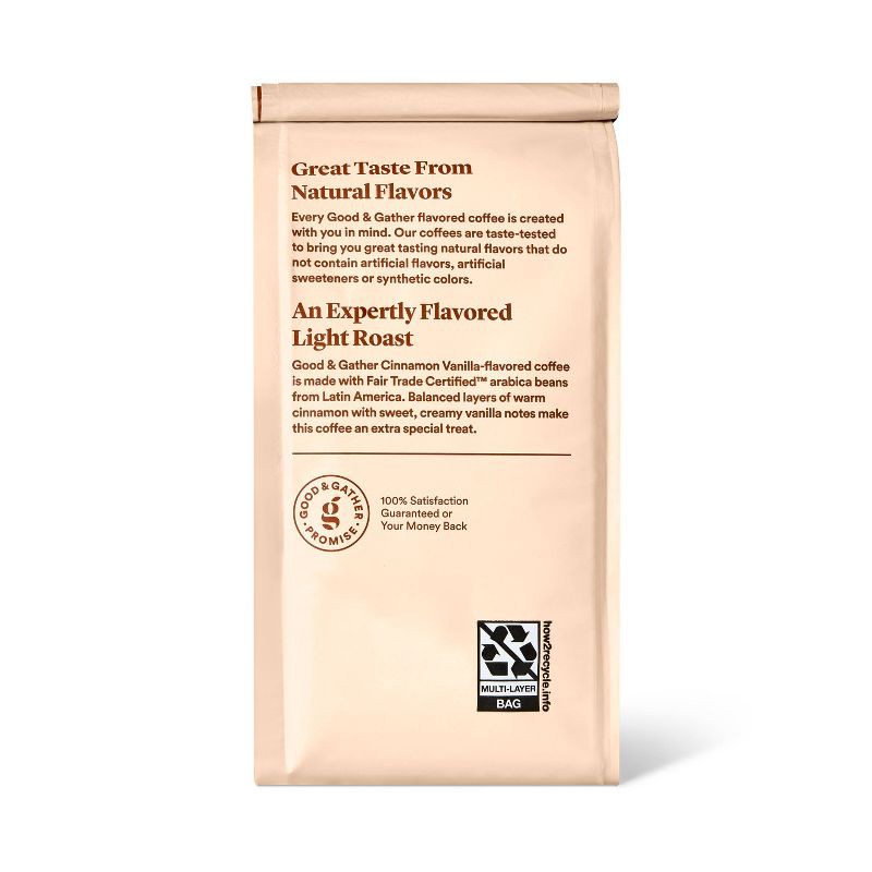 slide 3 of 4, Naturally Flavored Cinnamon Vanilla Light Roast Ground Coffee - 12oz - Good & Gather™, 12 oz