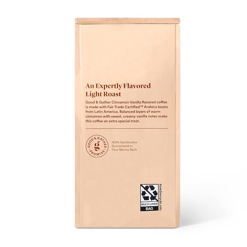 slide 3 of 4, Naturally Flavored Cinnamon Vanilla Light Roast Ground Coffee - 12oz - Good & Gather™, 12 oz