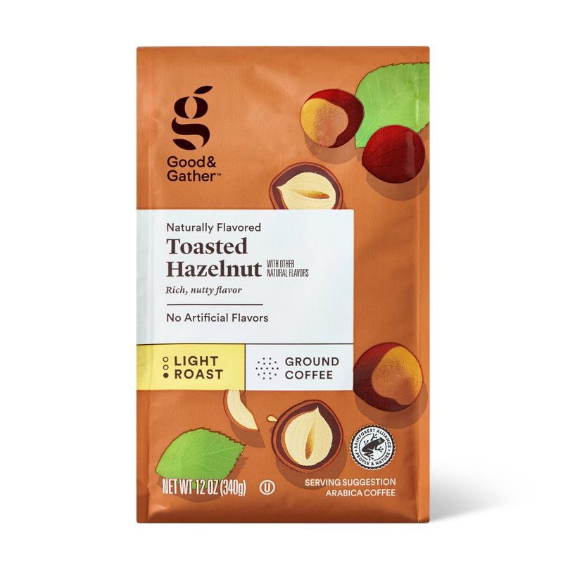 slide 1 of 4, Naturally Flavored Toasted Hazelnut Light Roast Ground Coffee - 12oz - Good & Gather™, 12 oz