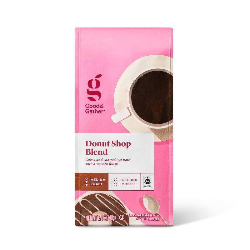 slide 1 of 4, Donut Shop Blend Medium Roast Ground Coffee - 12oz - Good & Gather™, 12 oz