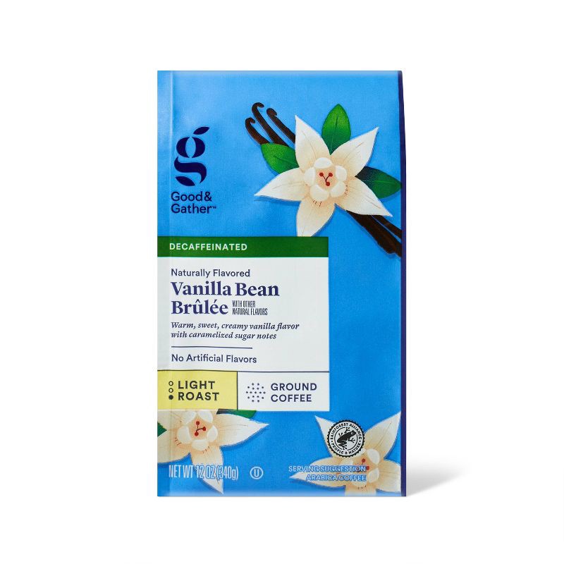 slide 1 of 4, Naturally Flavored Vanilla Bean Brulee Light Roast Ground Coffee - Decaf - 12oz - Good & Gather™, 12 oz