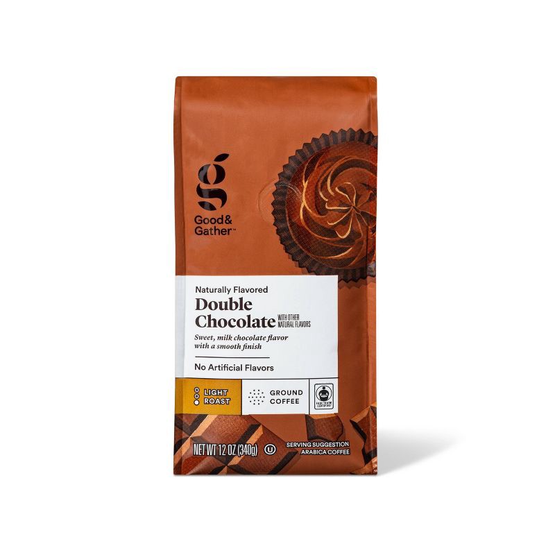 slide 1 of 4, Naturally Flavored Double Chocolate Light Roast Ground Coffee 12oz - Good & Gather™, 12 oz