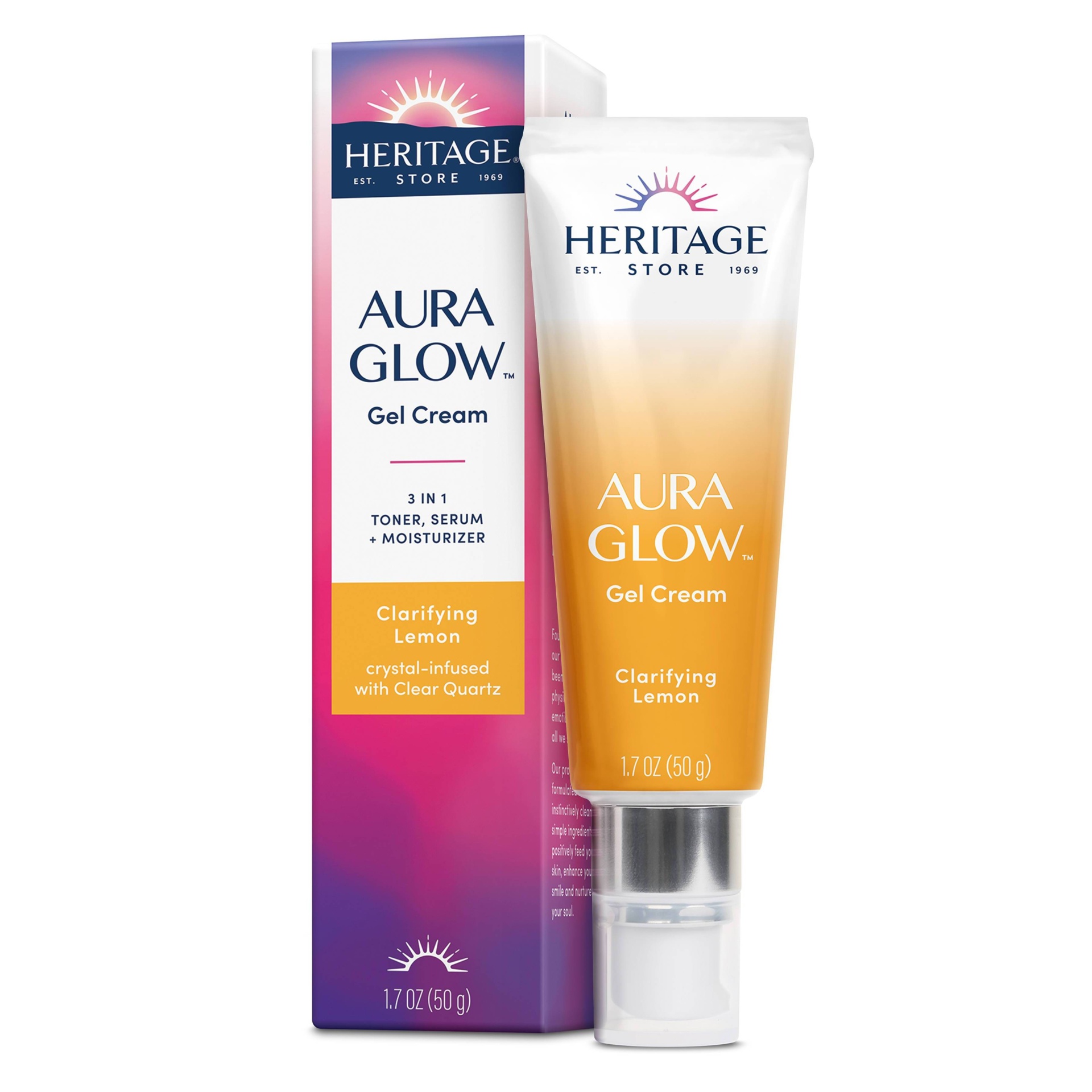 slide 1 of 3, Heritage Store Aura Glow Gel Cream - Clarifying Lemon, 1.7 oz