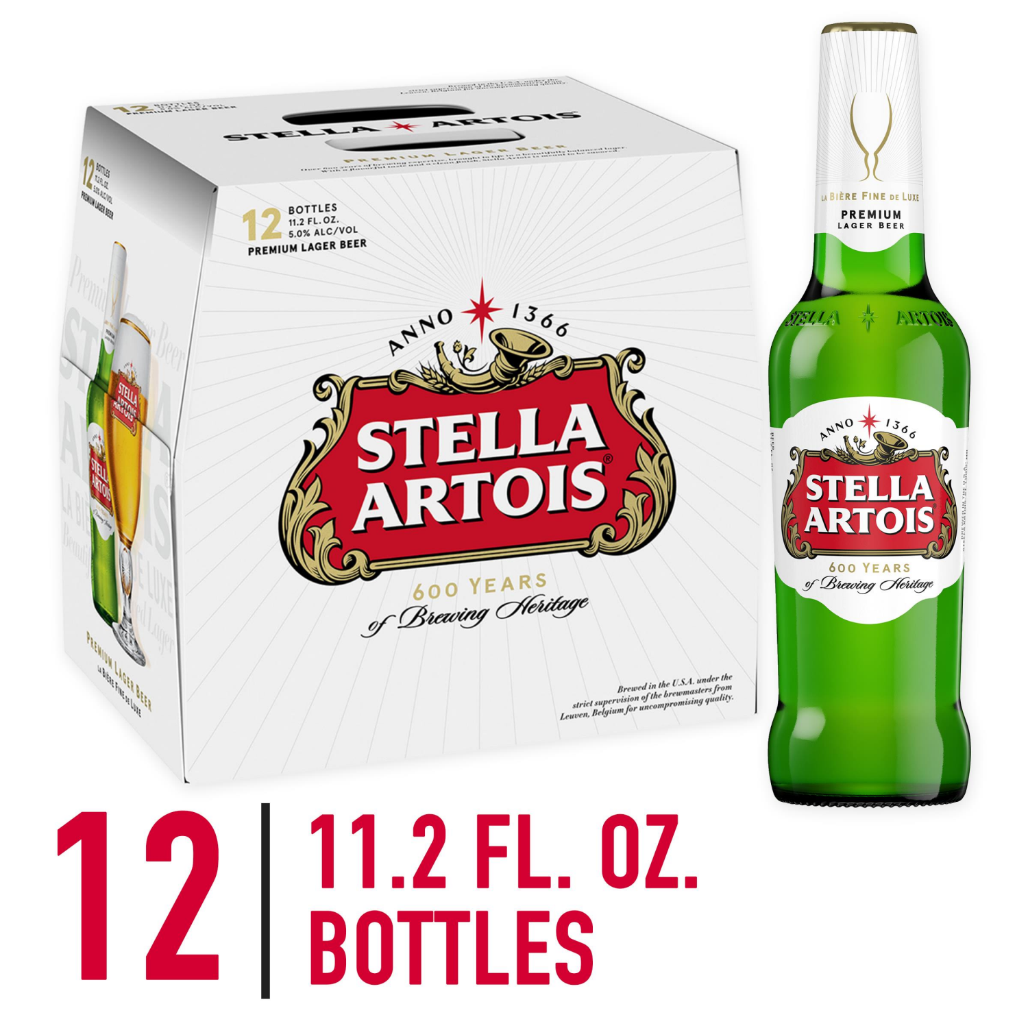 slide 2 of 8, Stella Artois Premium Lager Beer 12 - 11.2 fl oz Bottles, 12 ct