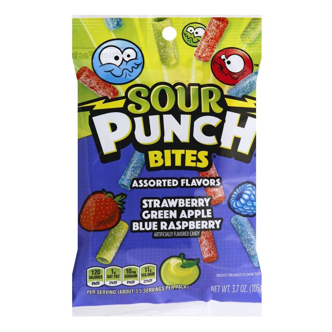 slide 1 of 4, Sour Punch asst Bites, 3.7 oz