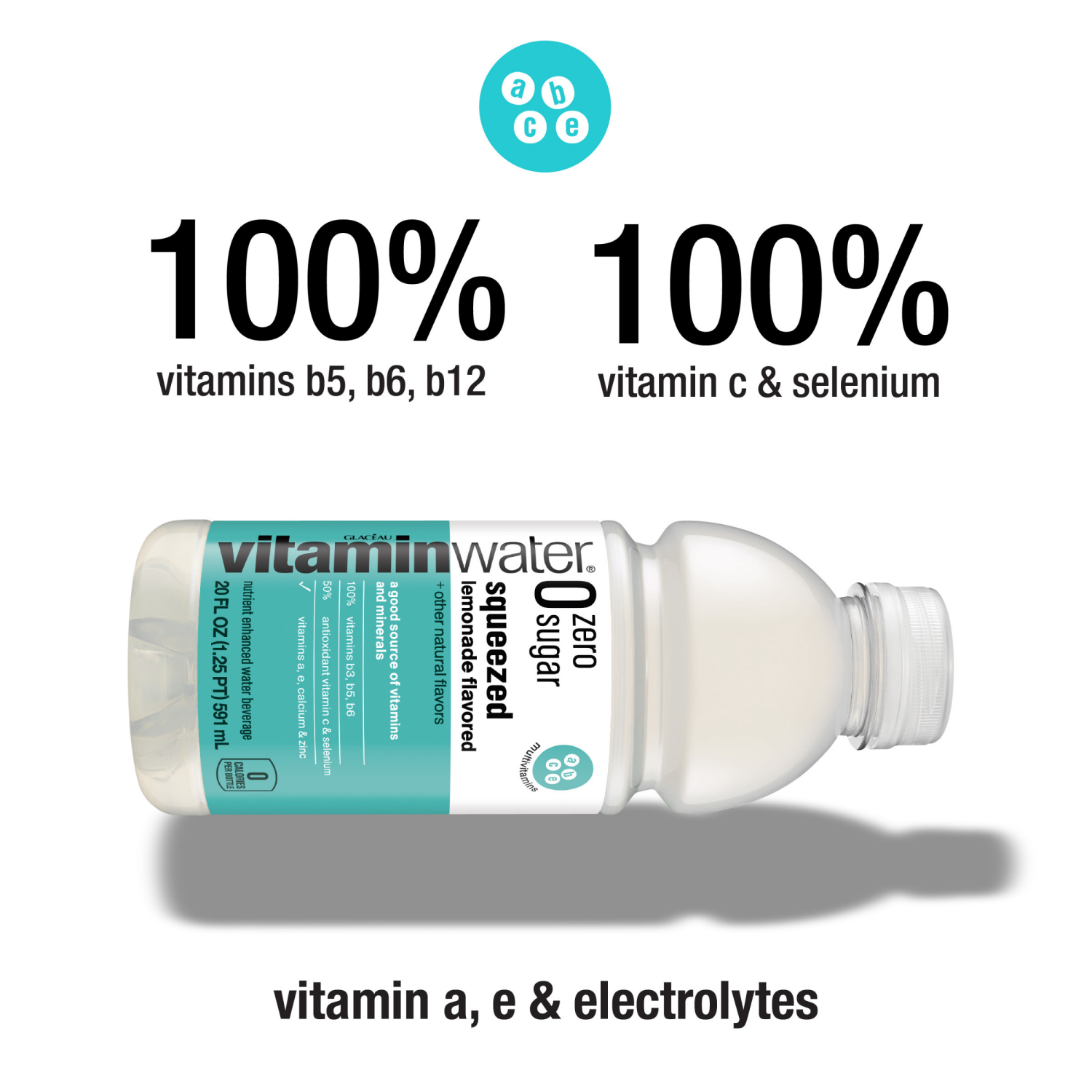 slide 4 of 8, Vitaminwater Zero Sugar Squeezed, Electrolyte Enhanced Water W/ Vitamins, Lemonade Drink, 20 Fl Oz, 20 fl oz