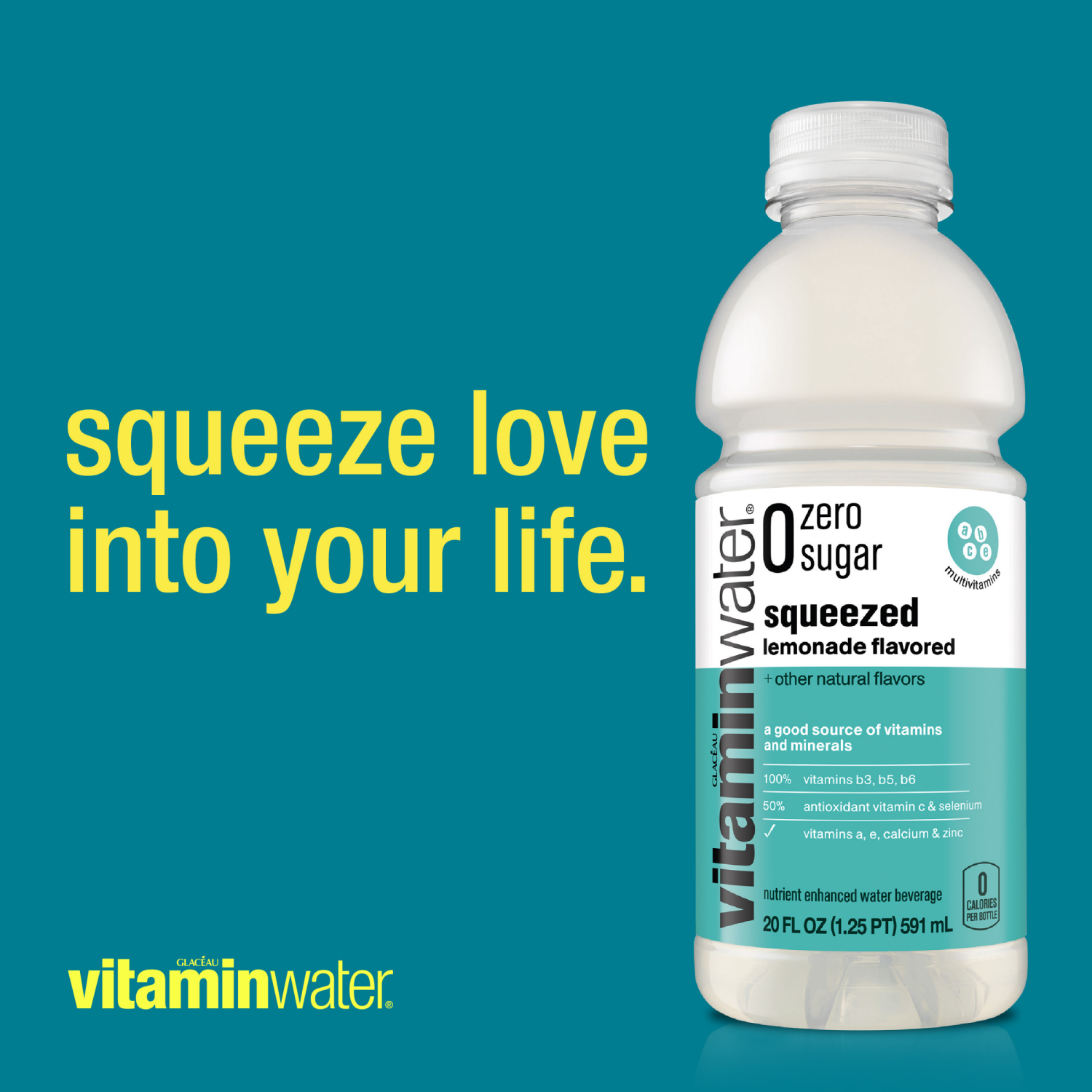 slide 6 of 8, Vitaminwater Zero Sugar Squeezed, Electrolyte Enhanced Water W/ Vitamins, Lemonade Drink, 20 Fl Oz, 20 fl oz