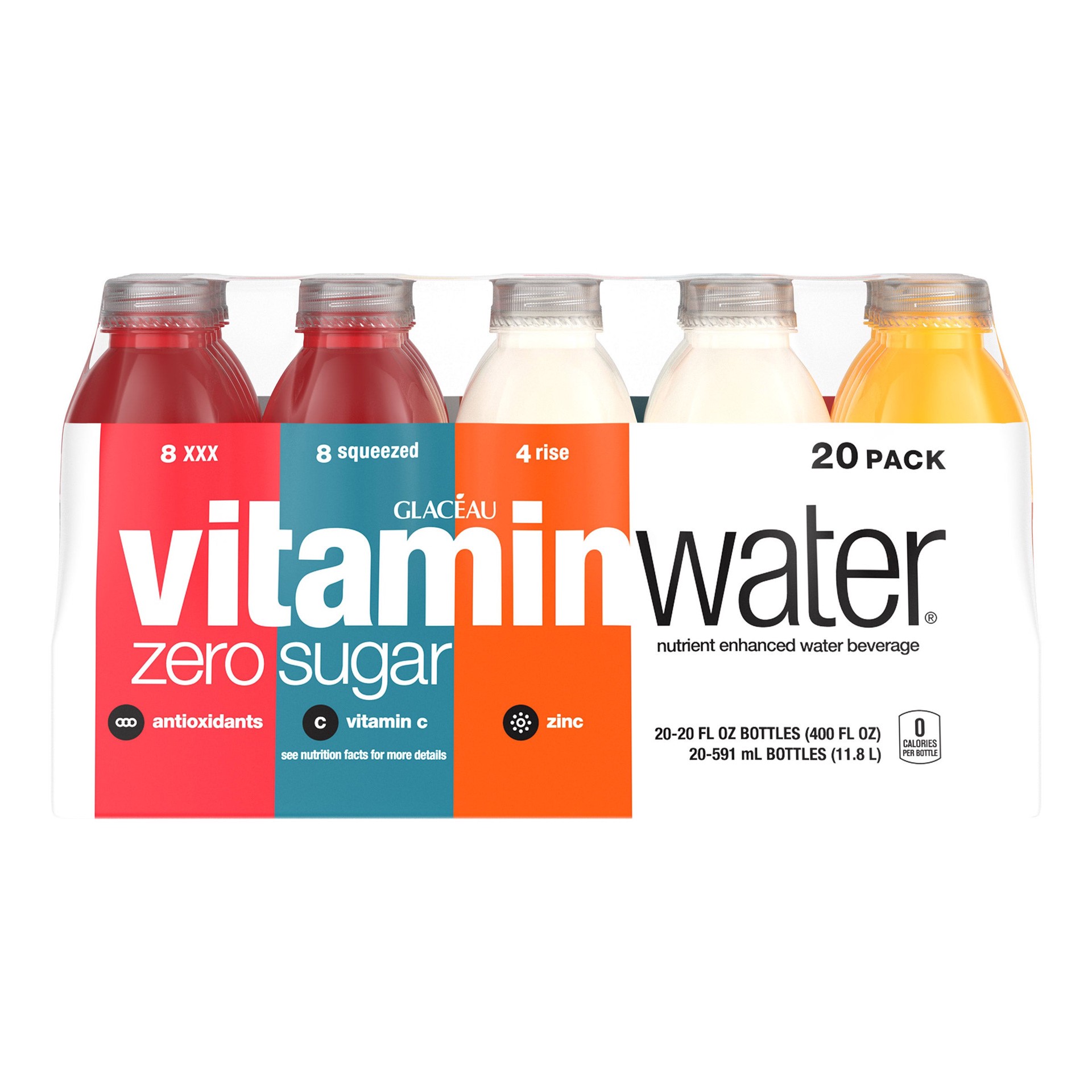 slide 1 of 1, Vitamin Water Glaceau Vitaminwater Zero, Variety Pack, 20 fl oz, 20 count, 