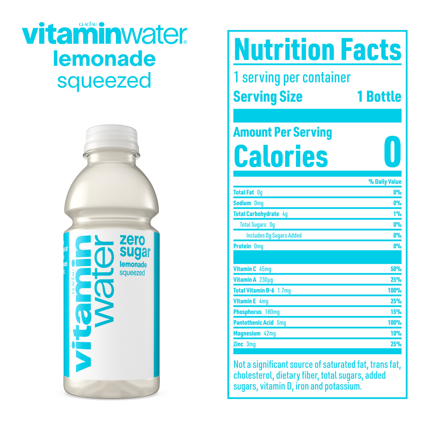 slide 4 of 6, vitaminwater Zero Sugar Squeezed Lemonade Flavored Nutrient Enhanced Water Beverage - 6 ct, 6 ct; 16.9 oz