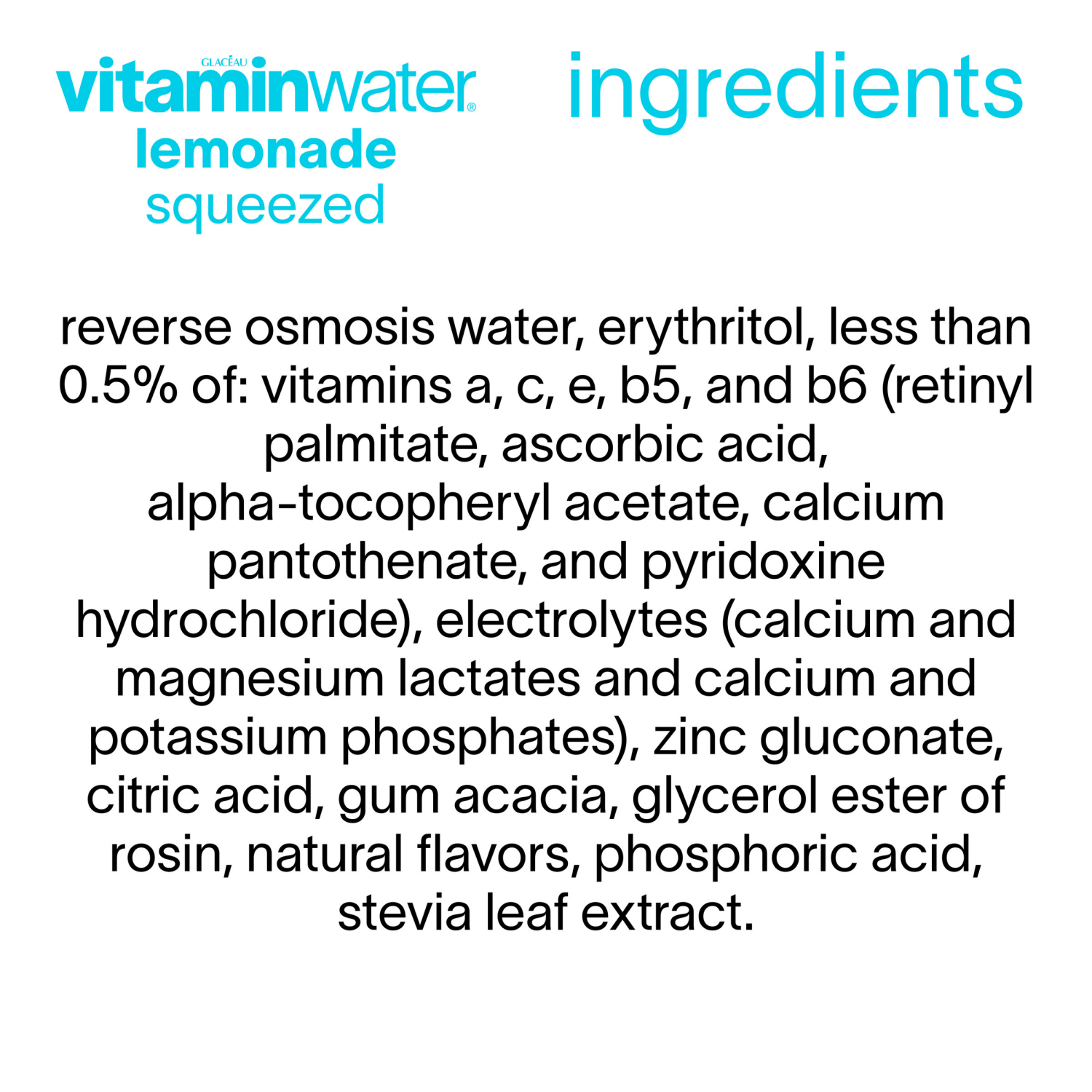 slide 6 of 6, vitaminwater Zero Sugar Squeezed Lemonade Flavored Nutrient Enhanced Water Beverage - 6 ct, 6 ct; 16.9 oz