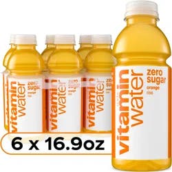 vitaminwater zero sugar rise, electrolyte enhanced water w/ vitamins, orange drinks, 16.9 fl oz, 6 Pack