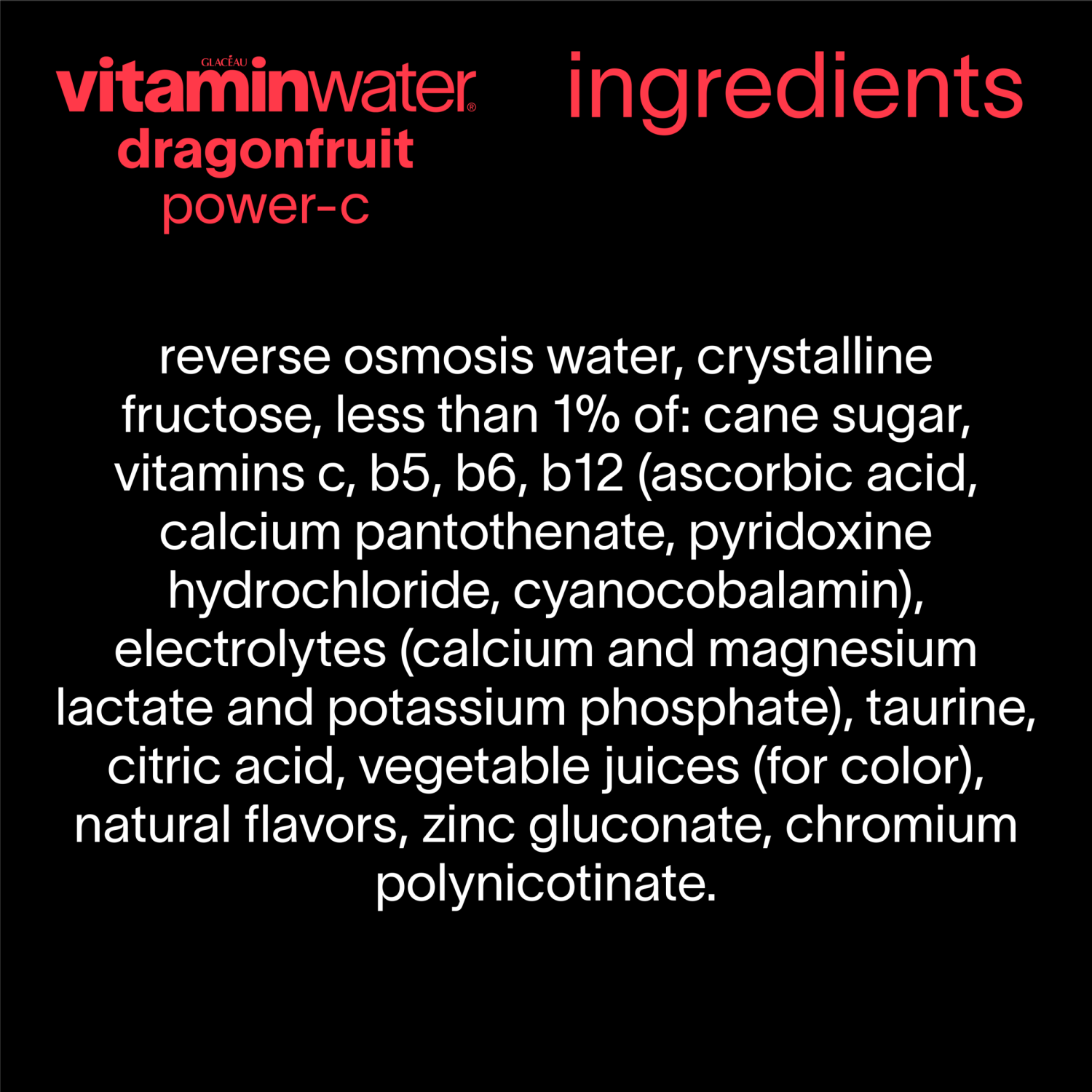 slide 3 of 7, vitaminwater Nutrient Enhanced PowerC Dragonfruit Water Beverage, 6 ct; 16.9 oz