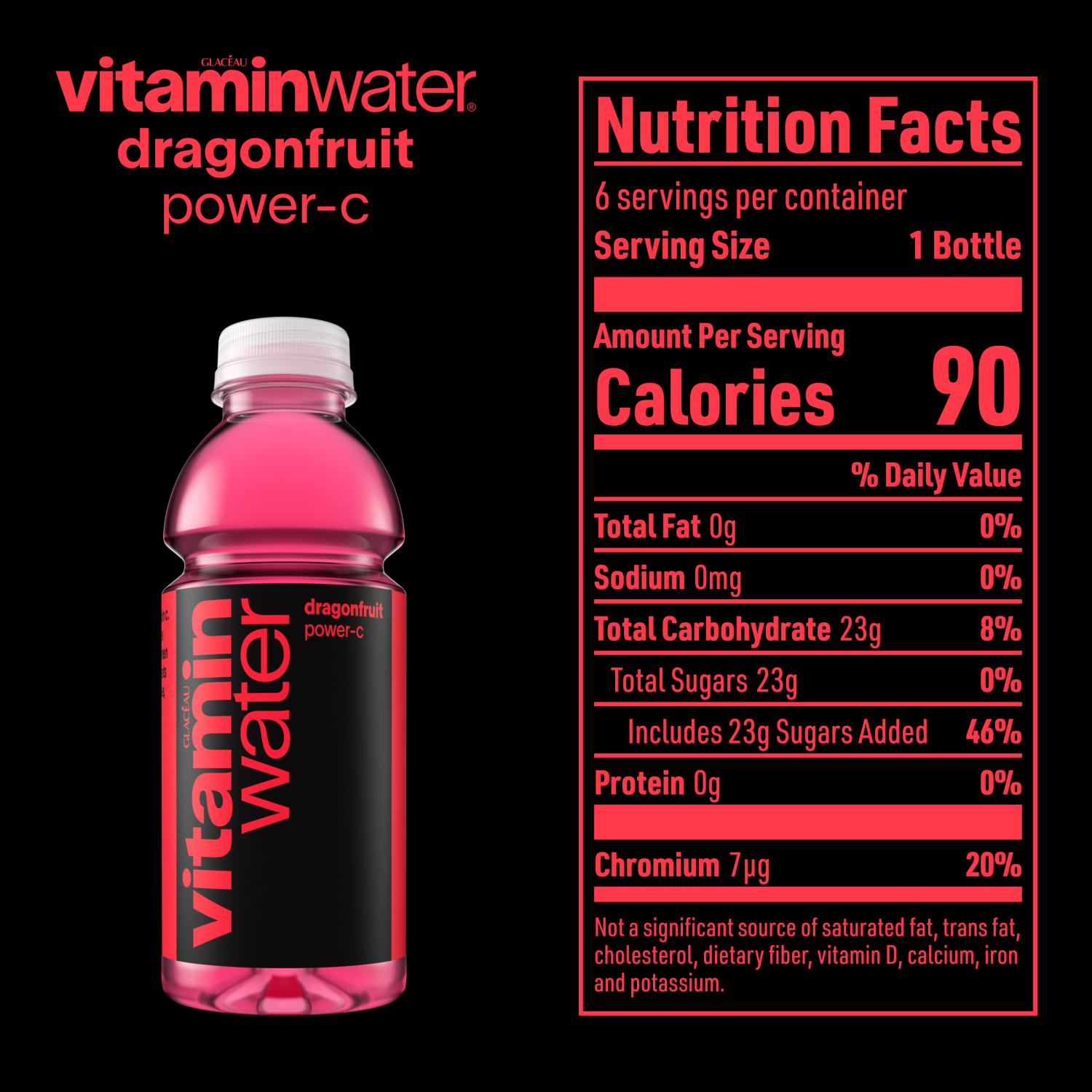 slide 7 of 7, vitaminwater Nutrient Enhanced PowerC Dragonfruit Water Beverage, 6 ct; 16.9 oz