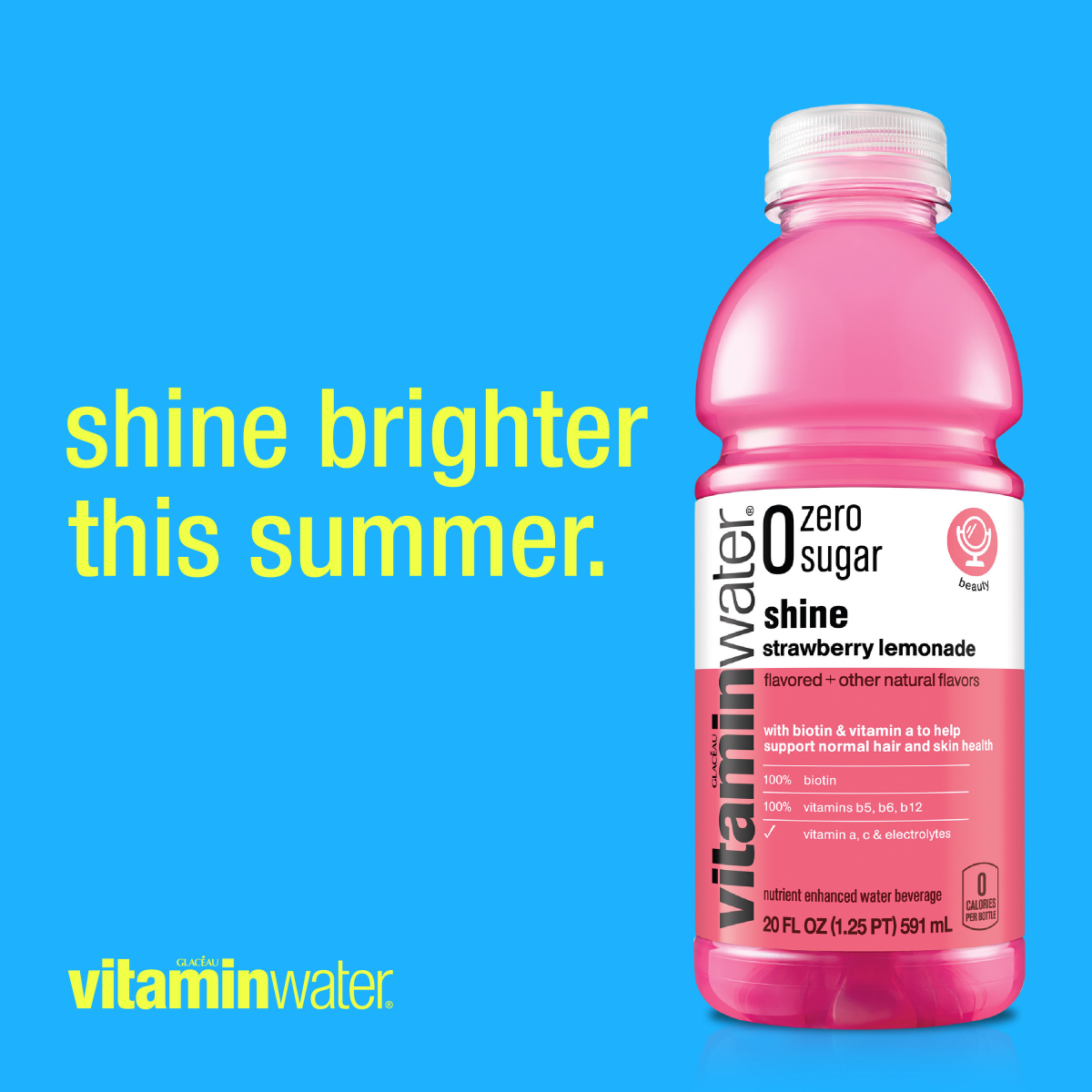 slide 3 of 25, Vitaminwater Zero Sugar Shine, Electrolyte Enhanced Water W/ Vitamins, Strawberry Lemonade Drink, 20 Fl Oz, 20 fl oz